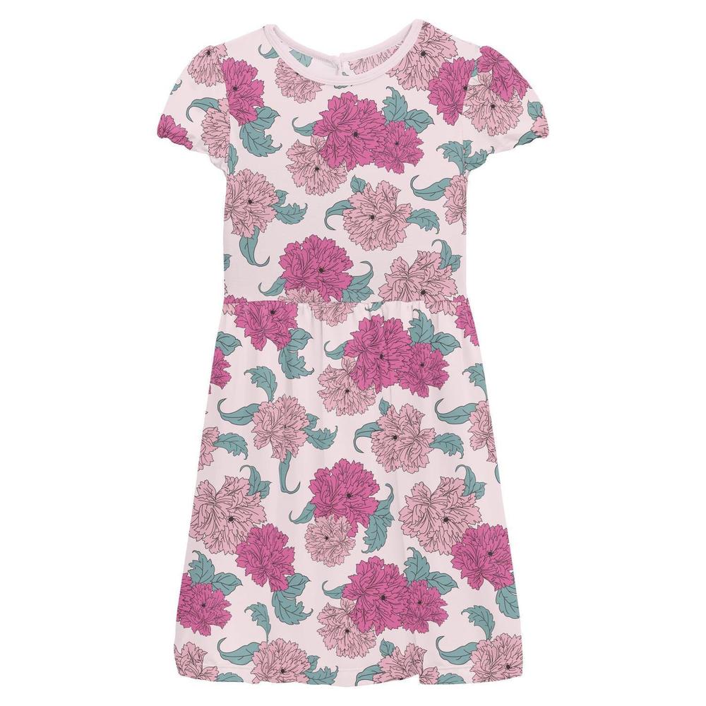 NEW KICKEE girl's violet peonies flutter sleeve twirl dress in multi